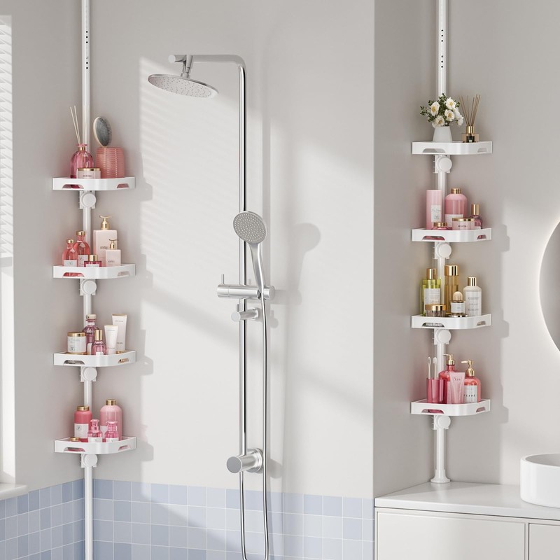 shuang qing 4-Tier Corner Shower Caddy Tension Pole Organizer -