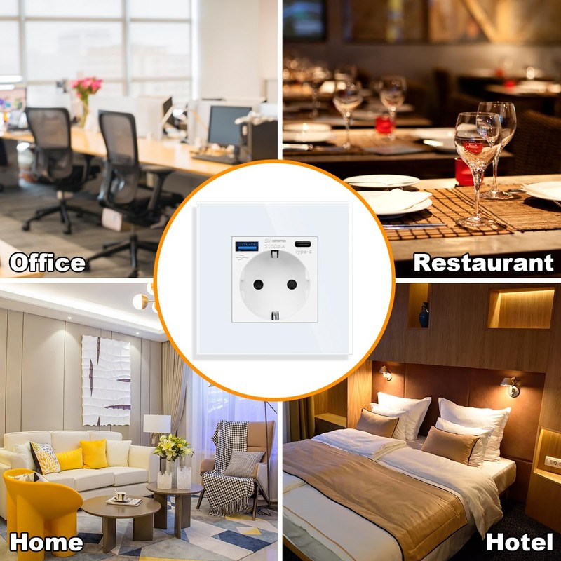 JIMEIDA Single Socket with USB 20 W Fast Charging White,