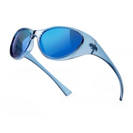 Laurinny Wrap Around Sport Sunglasses for Men Women Y2K Oval Cycling Fashion UV400 Protection Sun Glasses, Silver/Silver, 140mm