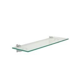 Clear Floating Glass Shelf 6" X 27" in Chrome