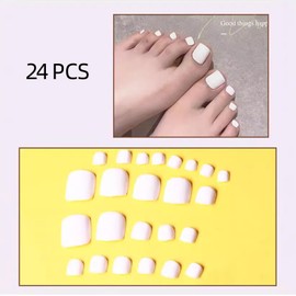 24Pack Press On Nails, Full Coverage Glossy Fake Nails,Press On Toe Nails, Suitable For Women And Girls Everyday Decoration