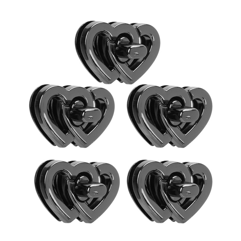 Purse Twist Lock Alloy Double Love Heart Decorative Shinny Handbag