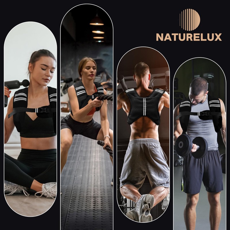 NATURELUX Weighted Vest with Reflective Stripe and Adjustable Buckle Straps,