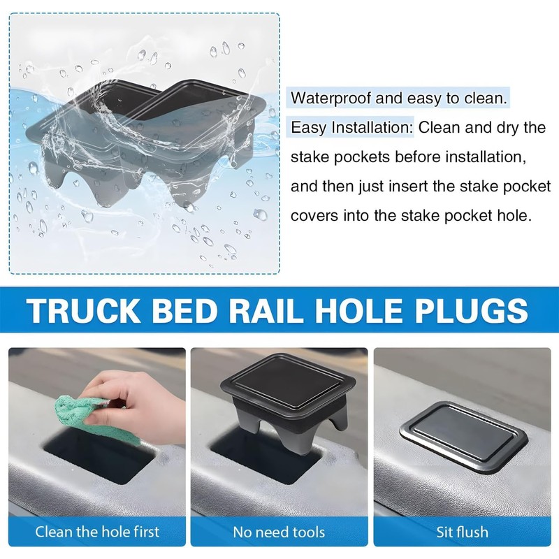 TXWWXT Bed Rail Stake Pocket Covers Fit for Dodge RAM