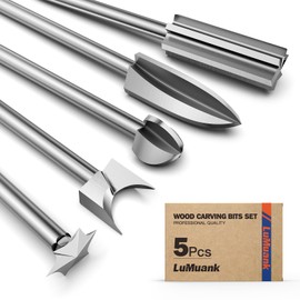 LuMuank Wood Carving Bits for Dremel Tool Accessories, 5Pcs Different Types Rotary Tool Bits with 1/8” (3 mm) Shank for Wood Carving Grinding Engraving Drilling Micro Sculpture