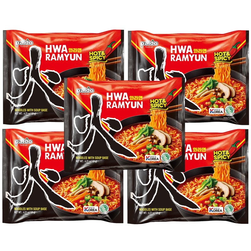 Paldo, Hwa Ramen Instant Noodles, 4.23oz (Pack of 5)