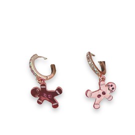 Betsey Johnson Gingerbread Huggie Drop Earrings (One Size, Gingerbread Mismatch Rose Gold Tone)