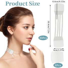 PKRFCJ Neck Less Tape Strips,48 PCS Neck Tape Lifting Invisible,Lift Invisible Behind Suitable for Lifting Face Neck Wrinkles Female Skin Care(8 Skin Tone Bands + 40 Replacement Tapes)