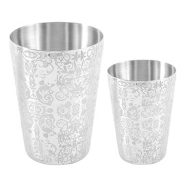 JAVERGGN Cocktail Shaker Boston Shaker 304 Stainless Steel Bar Tool Creative Engraving Design Boston Cocktail Shaker Tin Set