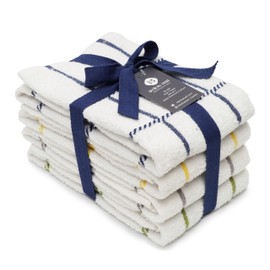 Mellow Buff Toallas de cocina de rizo 100% algodón, paquete de 4 cuadros, 16 x 26 pulgadas, súper suaves y absorbentes, perfectas para limpiar la cocina y lavar platos, surtidas..