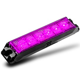 LAMPHUS NanoFlare 5" 6W Purple LED Surface Mount Police Grill Strobe Warning Light [Sync-able Modes] 12V Rectangle Grille Flashing Emergency Fire Light for Funeral Escort Service Vehicle Car