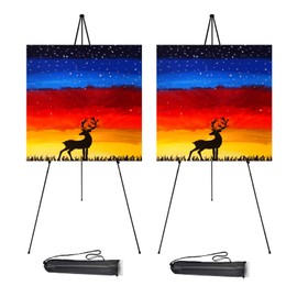 63" Easel Stand for Wedding Sign - Adjustable Easels for Display Painting Canvas - Metal Floor Easels with Portable Bag Fit for Lobby,Exhibition,Holds 4lbs,2Pack