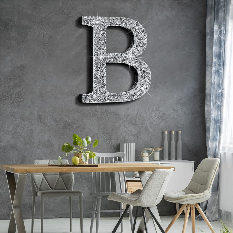 Qunclay 5.7 Inch Crystal Diamond Letters Shiny Letters Decor Hanging