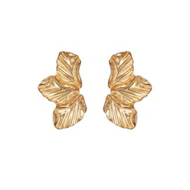 Sylph Gold Statement Earrings for Women Trendy Geometric Big Chunky Gold Flower Earrings Floral Leaf Drop Dangle Earrings 925 Sterling Silver Large Stud Earring Jewelry Gift For Her