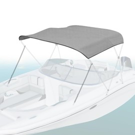 Seal Skin Covers 3 Bow Bimini Top Replacement Cover, Marine Grade 600D Waterproof Canvas Boat Canopy Sun Shade Without Frame 72" L 79"-84" W Gray Color