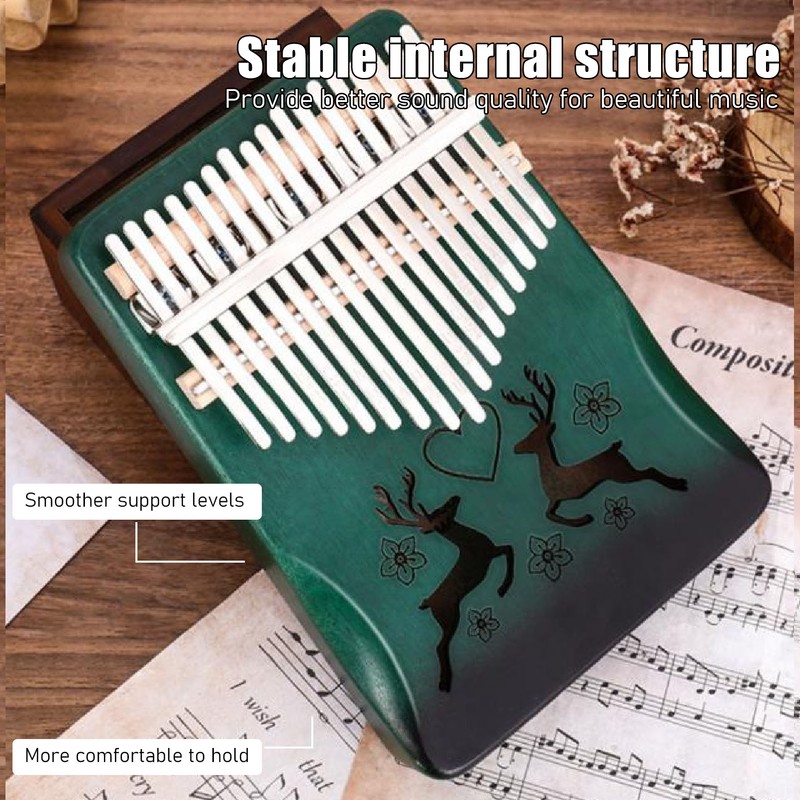 Finger Thumb Piano 17 Keys Exquisite Engraved Pattern Wood Kalimba