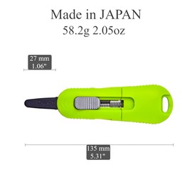 CANARY Box Cutter Car Retractable Blade, Safety Box Opener Tool [Non-Stick Fluorine Coating Blade], Made in Japan, Green (DC-20F-1)