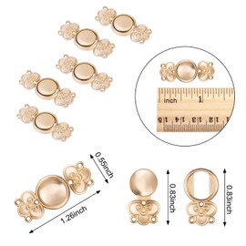 WANDIC Cardigan Clips, 5 Pairs Vintage Chinese Good Luck pattern Cape Fasteners Sew On Hooks And Eyes Cardigan Clip Cloak Clasp Fasteners For Sweater Shawl, Matte Gold