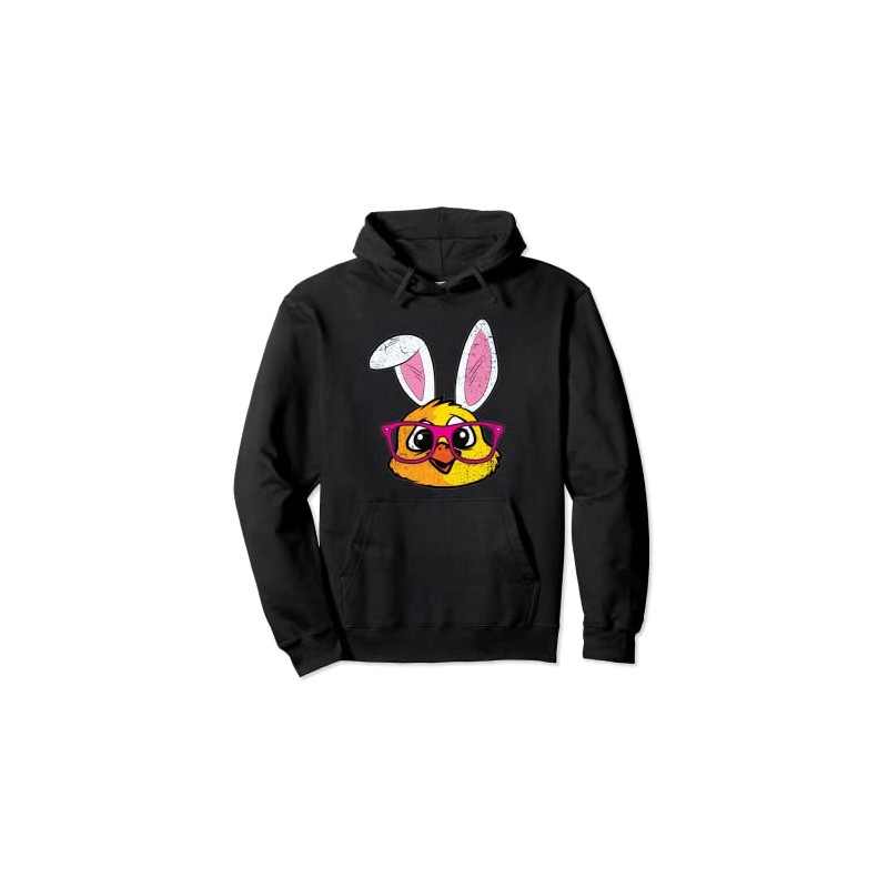 Chick Bunny Ears Easter Cute Farm Animal Spring Pullover Hoodie