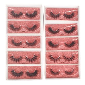 Vayator 10 Pairs Wholesale Natural Mink Eyelashes 3D Mink Lashes Long Thick False Eyelashes High Volume Eye lashes Hand made Makeup Eyelash Soft (ZH-#100-#109)