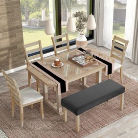 YISUN Universal Dining Bench Cover, Elastic Chair Covers, Stretch Jacquard Dining Bench Cover for Dining Room, Removable Cover for Dining Room Chair, Dining Room (Dark Grey)