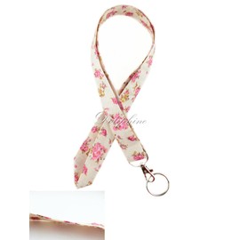 Double Layers Classic Fabric Neck Chevron LANYARDs Keychain for Key/ID/Cell Phone Holder (Classic Flower-Yellow)