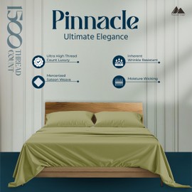 Mayfair Linen 100% Egyptian Cotton King Size Sheets Set - Luxury 1500 Thread Count Egyptian Cotton Sheets King Size (4 PC, Sage Green), 17" Deep Pocket, Silky Soft, Cooling Sateen Bedding