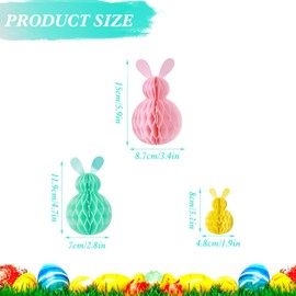 Easter Decorations,6Pcs Easter Hanging Decorations Easter Bunny Honeycomb Ball,Pink Blue Yellow Paper Rabbit Hanging Paper Ornaments Easter Party Supplies for Easter Honeycomb Home Tree Decorations