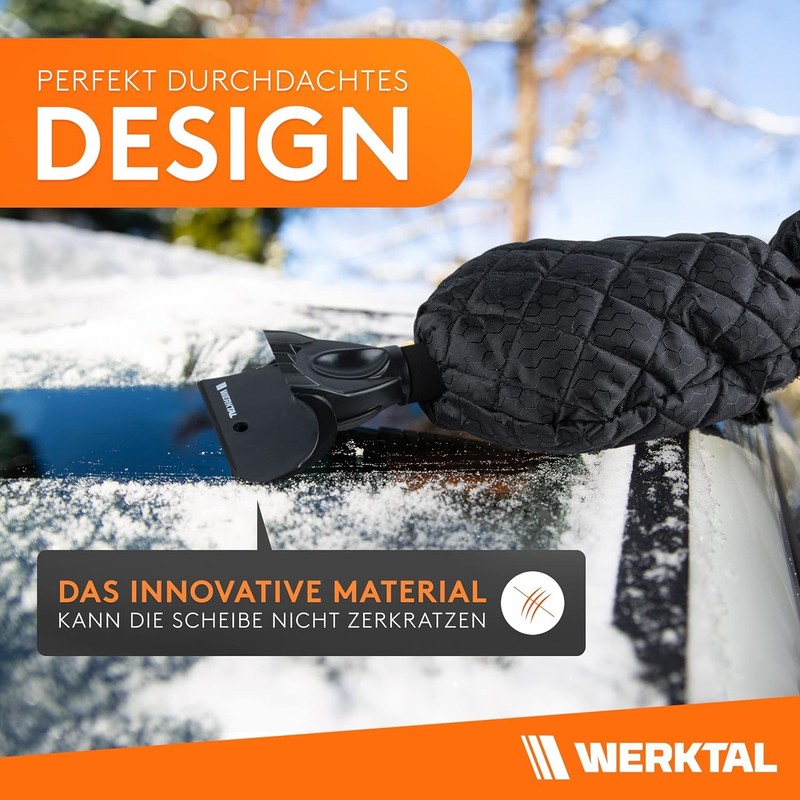 WERKTAL Car Ice Scraper - Warming Windscreen Scraper with Glove
