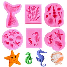 Marine Theme Fondant Silicone Mold Seashell Conch Mermaid Tail DIY Handmade Baking Tools