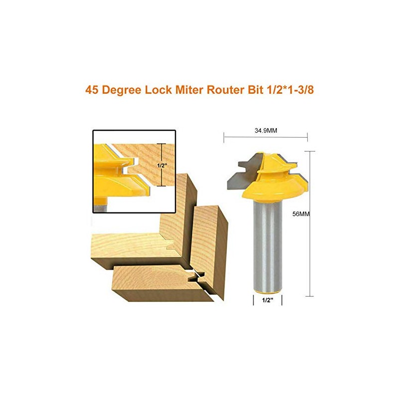 Vogueing Woodworking Tenon Milling Tool 45 Degree Yellow