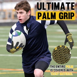 AIGEVTURE Mens Football Gloves Wide Receiver Gloves Youth Sticky Receiver Gloves Mens Receiving Gloves Best Gifts Black and Gold Small