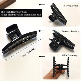 Markuii 5 Inch Large Unbreakable Hair Claw Clips, No Slip Glossy Jumbo Doctoral Cap Not Easy to Break Claw Clip for Women Thick Long Curly Hair