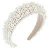 Gmmidea Padded Pearl Headband Thick Beaded Headbands for Women Non