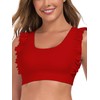 Ocean Blues Women's Red Ruffle Bikini Top Supportive Bikini Top