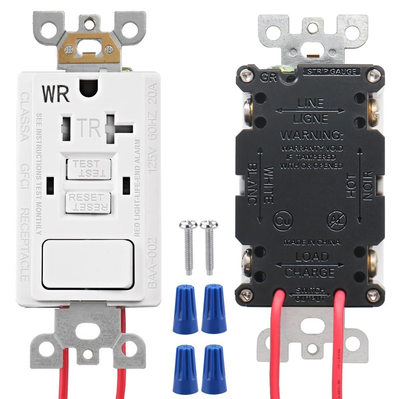 Baomain GFCI Outlet Receptacle with Switch, 20A 125VAC 60Hz, Tamper
