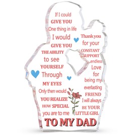 Decorative Design Gift For Dad Acrylic Father Plaque Dad Gifts for Fathers Day from Daughter Son, Christmas Birthday Gifts Valentines Day Gift For Man