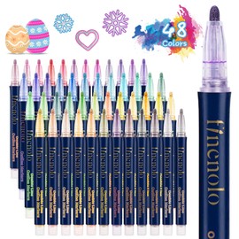 48-Color Double Line Outline Markers, Shimmer Outline Marker Pen Set with Metallic & Glitter Effects, Self-Outline Shimmer Markers for Card Making, DIY Art, and Doodling – Perfect for Kids & Adults