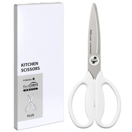 Plus 35728 Kitchen Scissors, Cooking Scissors, Disassembly, Dishwasher Safe, Fitted Cut Curve, Mushroom White, Paper Box Packaging