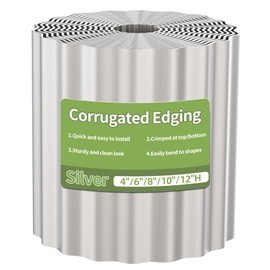 Corrugated Metal Garden Edging, 10"×20Ft Landscape Edging Border for Garden, Flower Bed, Lawn and Landscape Edging (Silver)