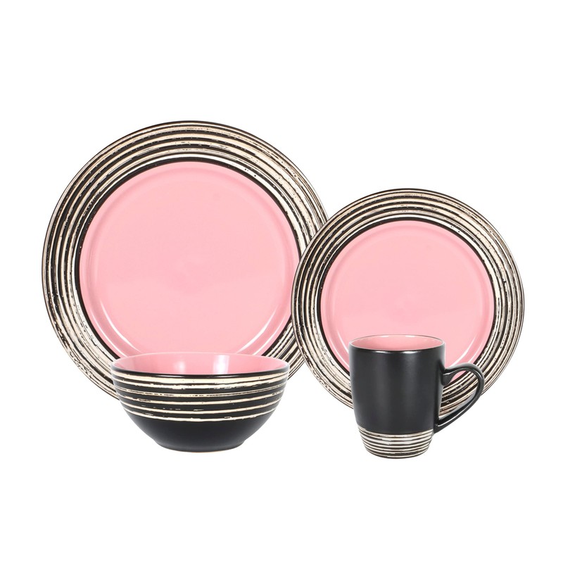 HomeVss 16 Piece Dinnerware Set, Ceramic Plates and Bowls Sets