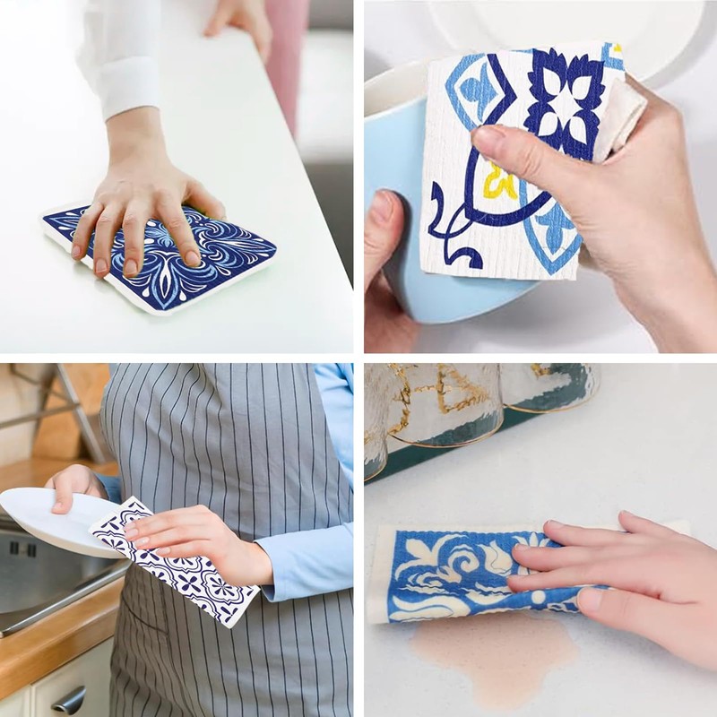 KkvoGmle 6 Pcs Eco-Friendly Dishcloths, Reusable Kitchen Dish Cloth Absorbent