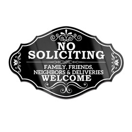 No Soliciting Sign For House, Front Door，Home, Office Premium No Soliciting Strong Adhesive Sticker 8 * 5 Inch