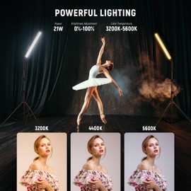 NEEWER Upgraded LED Video Light Stick & 2.4G Remote Kit, 2 Pack Handheld Dimmable 3200K~5600K CRI97+ Video Lighting with Stands/Filters/Bag for YouTube Video Recording Photography Gaming, BH20B Silver