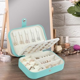 Travel Jewelry Box, PU Leather Small Jewelry Organizer for Women Girls,Portable Mini Travel Case Display Storage Holder Boxes for Stud Earrings, Rings, Necklaces, Bracelets