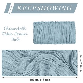 12 Pack Cheesecloth Table Runner, Runner Gauze Boho Wedding Decor Romantic Table Runner for Wedding Birthday Party(35" x 118")(Grayblue)