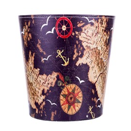 Scakbyer 10L/2.64 Gallon PU Leather Trash Can Decorative Waterproof Wastebasket Paper Basket Garbage Bin for Home Office Bathroom