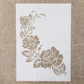 TIAMECH A4 Flower Bouquet Stencil for Painting on Wood Reusable Rose Layering Stencil DIY Scrapbook Coloring Decorative Size 8.3 x 11.7inch Templates
