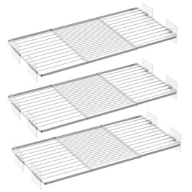 Tension Shelf Organizer for Closet, Adjustable 17-31" with Heavy-Duty Adhesive - DIY Expandable Shelf Dividers for Cabinet, Pantry, Wardrobe, Kitchen, 3 Pack