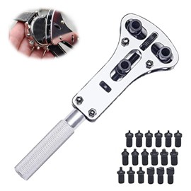 Case Opener with Key, Case Opener Wrist Watch, Professional Case Opener for Keys, with 18 Screws, for Watch Repair, for Removing the Back Panel of the Watch (Silver)